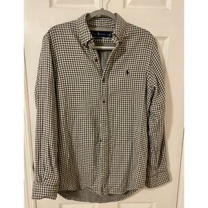 Polo Ralph Lauren Dress Shirt Men's M Plaid black white Long Sleeve